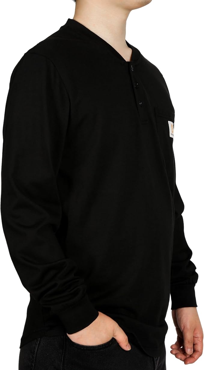 BOCOMAL FR Shirts 6oz Lightweight Flame Resistant Long Sleeve Henley Shirt Fire Retardant Workwear NFPA2112 CAT2