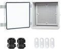 Junction Box, Hinged Clear Cover IP67 Waterproof ABS Project Box with 2 NPT 1/2" Cable Gland, Electrical Box Enclosure with Mounting Plate & Wall Bracket 5.9 x 5.9 x 3.5inch(150x150x90mm)