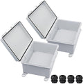 Waterproof Outdoor Electrical Box Junction Box Weatherproof IP67 ABS Plastic Enclosure Switch Router Project Box with Mounting Plate with Wall Bracket 2 Cable Glands Grey 8.7"x6.7"x4.3" 2PCS