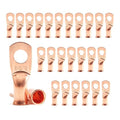 25pcs 6 AWG 5/16" Stud Copper Ring Terminals Battery Cable Ends Wire Lugs 6 Gauge Heavy Duty Cable Lugs Bare Copper Eyelets Tubular Ring Terminal Connectors