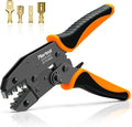 Crimping Tool for Non-Insulated Open Barrel Terminals Receptacles AWG 20-10, Ratcheting Wire Crimper - Crimping Pliers - Electrical Crimpers Tools