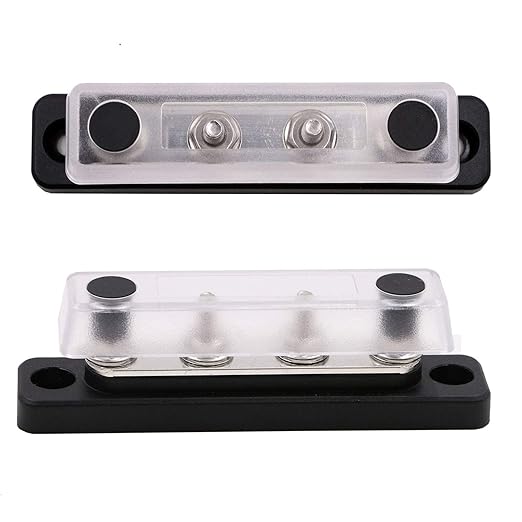 Gloaso Bus Bar Copper 12V 100A Power Distribution Blocks 4X 3/16" Posts Terminals, Marine Busbars, DC 48V Battery Buss Bar for RV Solar Boat Car Truck Automotive | Flame Retardant Base | 2 Pack