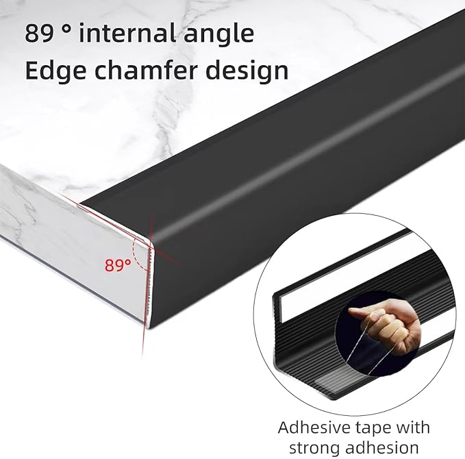 Black Wall Corner Protector, 4Pcs, Length 35.4in, Width 0.79in - Self Adhesive Metal Corner Protector for Aluminum Trim molding, Cabinet Edge Guard, Easy to Install