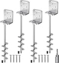 24'' Ground Anchors Screw in Heavy Duty Earth Anchor 10mm Solid Steel with L Bracket for Trampoline Mobile Home Swing Set Shed Carport Tent Stakes, 2" Helix Blade & Chrome Plated Finish, 4Pcs