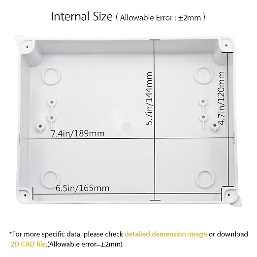 LeMotech Junction Box, Electrical Box IP65 Water Resistant Dustproof ABS Plastic Project Enclosure for Electronics White 7.9 x 6.1 x 3.1 inch