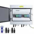 2 String Solar PV Combiner Box 2 in 2 Out IP65 DC500V 32A Circuit Breaker Surge Protector PV Fuse Solar Disconnect Switch Outdoor Waterproof Solar Panels System