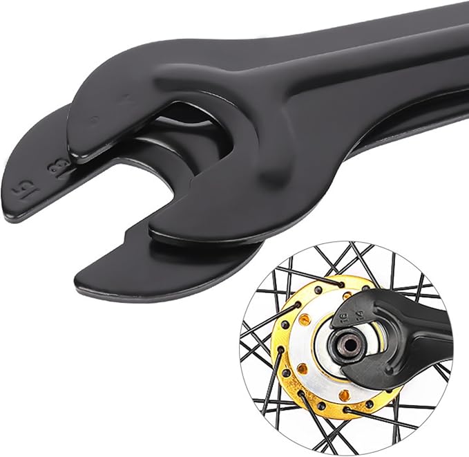 2 PCS Bike Cone Wrench Set Tool, Bicycle Wheel Hub Axle Nut Install Remover Cycling Spanner Hub Repair Removal Tool Black (Boy-Wrench13-16mm 2PCS)