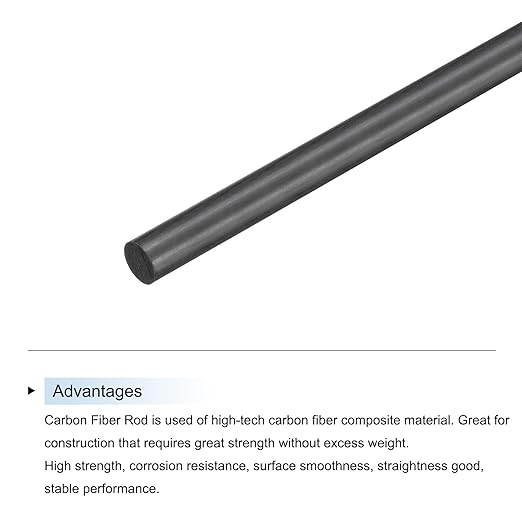 MECCANIXITY Carbon Fiber Rod, 12mm x 200mm Carbon Rod Bar for RC Airplane DIY Craft Kite Wing Tube Quadcopter Arm Repair Pack of 2