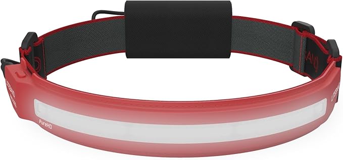 OPTIMAL VENTURES LITEBAND PRO Rechargeable LED Headlamp, 1400 Lumens, 210° Wide Beam, PureHD High CRI Light, Hard Hat Compatible, Professional No-Bounce Fit, IPX5 Weather Resistant, Red