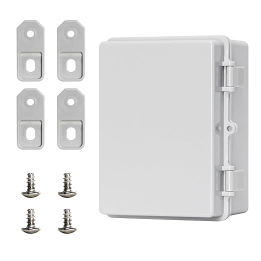 Waterproof Electrical Box ABS Waterproof Electrical Junction Box IP66, Weatherproof Plastic Enclosure with Mounting Plate, for LED Lights Solar Panels CCTV Cameras (7"x5.1"x3.5")