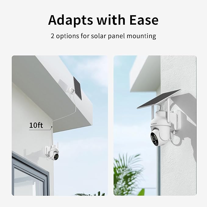 SEHMUA 2K Solar Security Cameras Wireless Outdoor, 4PCS 360° View Pan/Tilt WiFi Security Camera Outside with Color Night Vision （4 Pack）