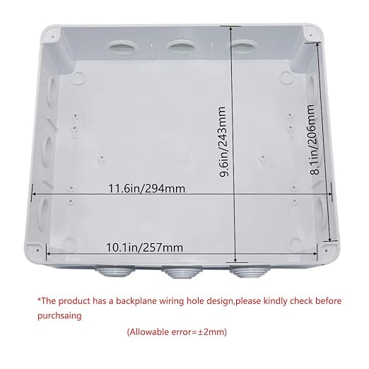 Zulkit Junction Box ABS Plastic Dustproof Waterproof IP65 Universal Electrical Boxes Project Enclosure White 11.8 x 9.8 x 4.7 inch (300mmx250mmx120mm)