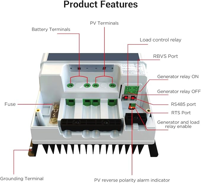EPEVER 80A MPPT Solar Charge Controller 12V/24V/36V/48V DC Automatically Identifying System Voltage Max.PV 150V Solar Panel Regulator (Tracer 8415 an)