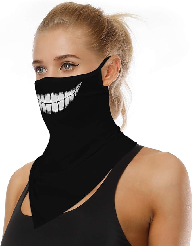 YAYOUREL Neck Gaiter Face Mask Bandanas for Men Women UV Face Scarf Cover Ear Loop Hole Facemask for Fishing Running Cycling