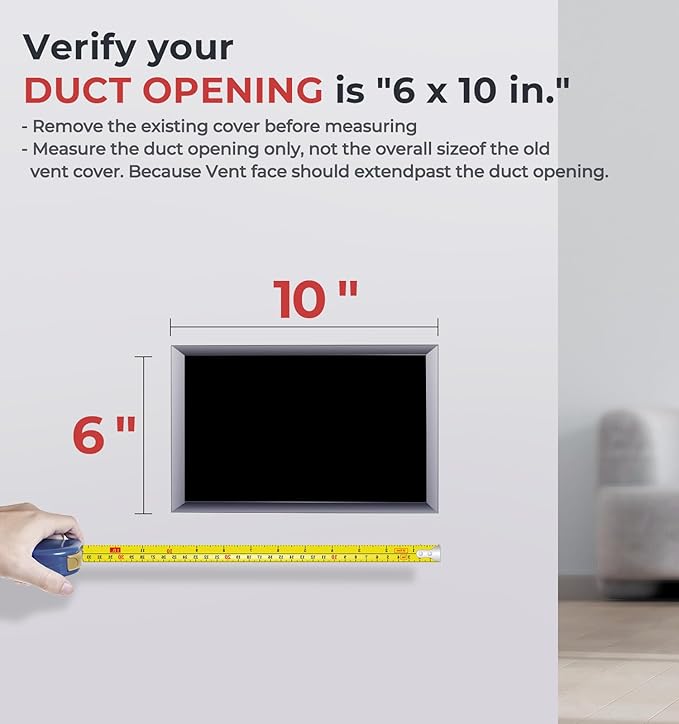 Quiet Register Booster Fan Fits 6" x 10" Register Holes, 10-Speed Smart Heating Cooling AC Vent Fan with Remote Control and Thermostat Control - White