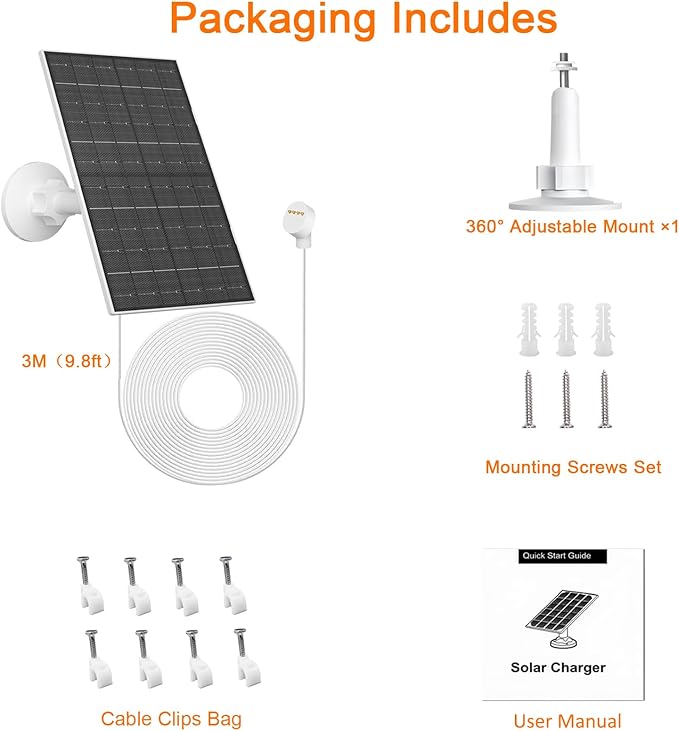 7W Solar Panel Compatible with Google Nest Camera Outdoor & Indoor (Battery Version), Solar Power Charger with IP66 Weatherproof, 360° Adjustable Mount, 9.8ft Cable,1 Pack