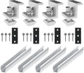 Solar Panel Mounting Rail Aluminium Solar Rooftop Rail Connector Solar Bracket Solar Roof Mount Kit for Metal Roof, Tin Roof, Flat Roof, Sheet Roof (4 x 200mm Rail + 4 x 35mm Clamp)