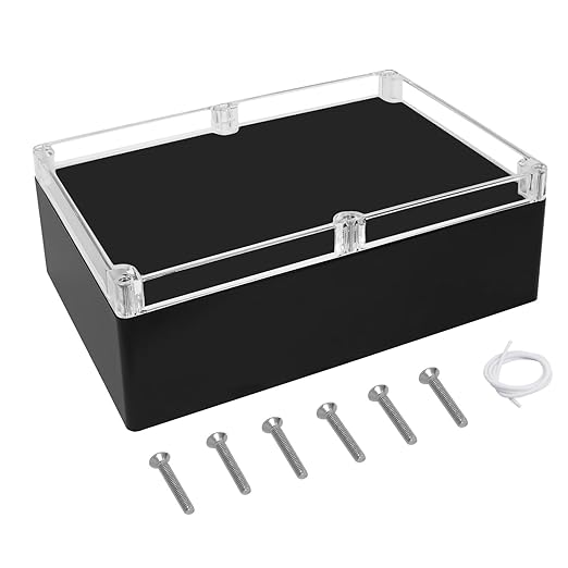 LeMotech Electrical Box Clear Cover Project Box IP65 Waterproof Junction Box ABS Plastic Case Universal Enclosure for Electronics, Black 11.4"x 8.2"x 3.9"(290x210x100mm)(Pack of 1)