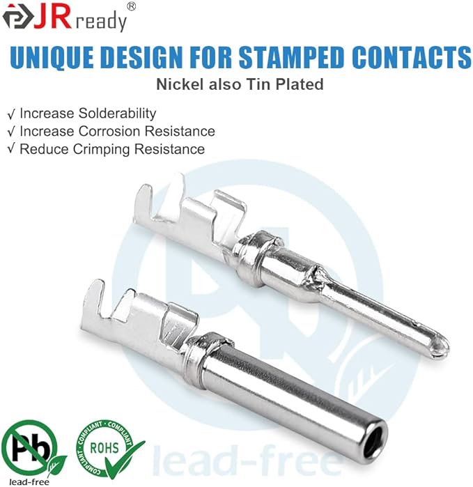 JRready Deutsch Crimp Tool ACT-LY-16DT with 2 3 4 6 8 12Pin DT Connector 1Kit 35Pairs Stamped Contacts, 3 PCS deutsch pin removal tools ST6341-16DT