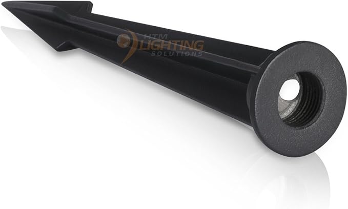 8.30 in. Tall Aluminum Ground Stake Mount with 1/2 in. NPT Thread Female Outlet for Outdoor Landscape Lighting Fixtures – Easy Install – Flood Light Accessories – Black (4-Pack)