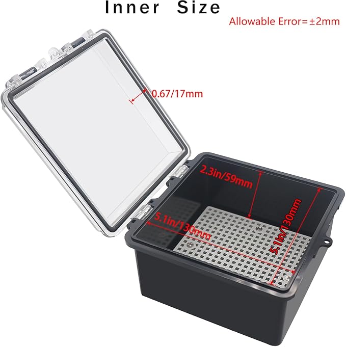 Junction Box, Hinged Black Clear Cover IP67 Waterproof ABS Project Box with Mounting Plate Electrical Box Enclosure with Wall Bracket 5.9 x 5.9 x 3.5inch(150x150x90mm)