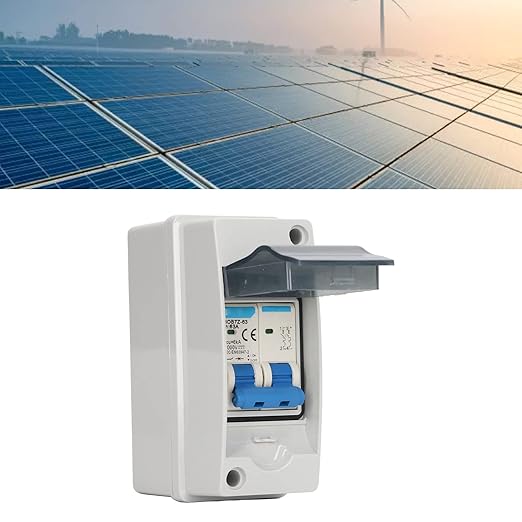 PV DC Disconnect Switch 63A 1000V IP65 Solar Isolator Switch with Transparent Cover DC Circuit Breaker for Solar System Household RV Outdoor Use