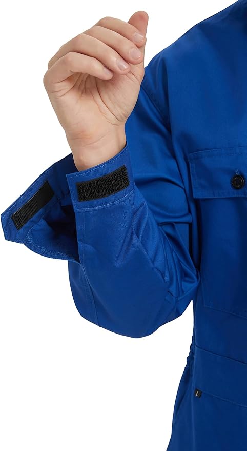 Mens Cotton Blend Long Sleeve Coverall Multi Pockets Zip Overall Mechanic Work Jumpsuit with Hood