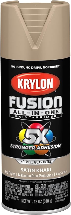 Krylon Fusion All-In-One Adhesive Spray Paint for Indoor/Outdoor Use, 12 oz, Khaki