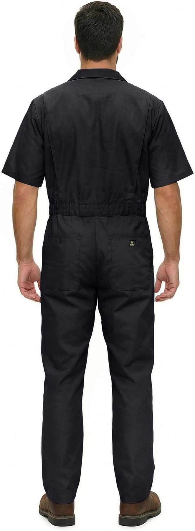 Natural Uniforms Mens Short Sleeve Zip Up Coverall, Stain and Wrinkle Resistant (Black, Large)