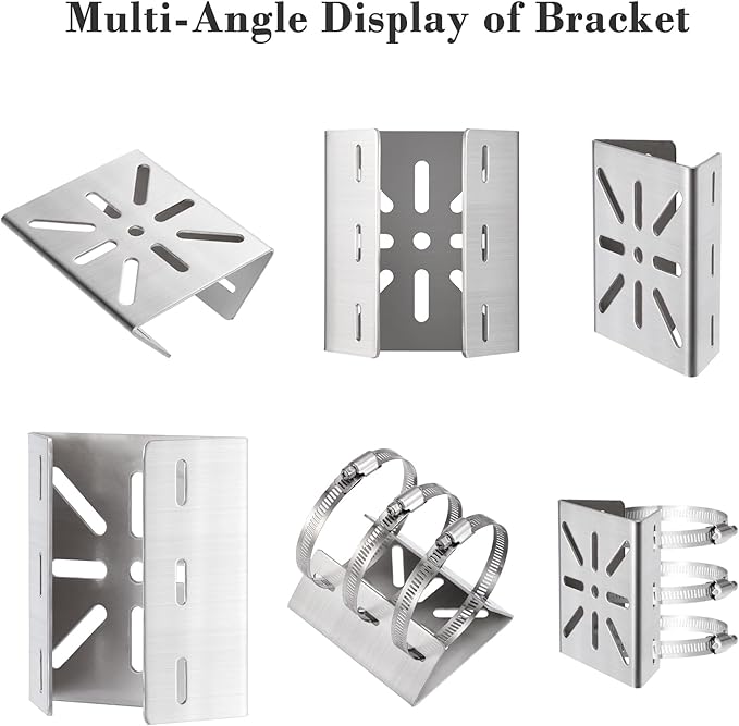 Stainless Steel Camera Pole Mount Bracket Outdoor, Universal Security Cameras Brackets with Adjustable Clamps, Sturdy Mounting Adapter for PTZ Dome, CCTV Surveillance Cam, Solar Panels