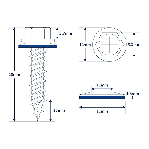 Metal Roofing Screws 10 x 1 Galvanized Hex Head Sheet Metal Screws, Metal to Wood Siding Screws, Self Tapping Screw with EPDM Washer for Corrugated Roofing (Black-300Pcs)