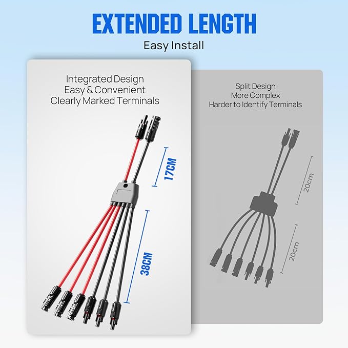ECO-WORTHY Integrated Solar Connector 2-6 Y Branch Parallel PV Adapter Cable Wire Plug Tool Kit for Solar Panel(M/FFF+F/MMM)