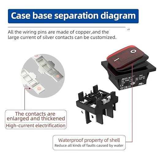 JD 2pcs 30A Power Switch 12V/24V/36V DC Boat Rocker Switch ON/Off Switch 4Pins 2Position Toggle Switch with UL Certificate Waterproof Switches