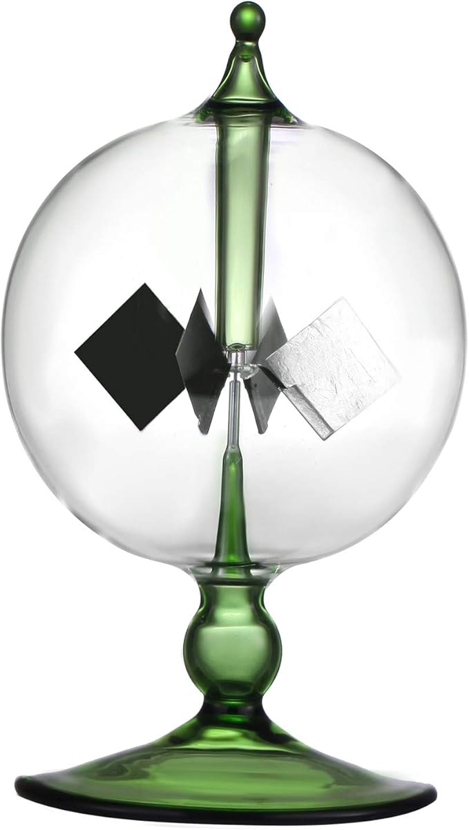 Green Solar Power Radiometer Crookes Solar Energy Spinning Vanes Glass Windmill Gift Home Desk Decoration