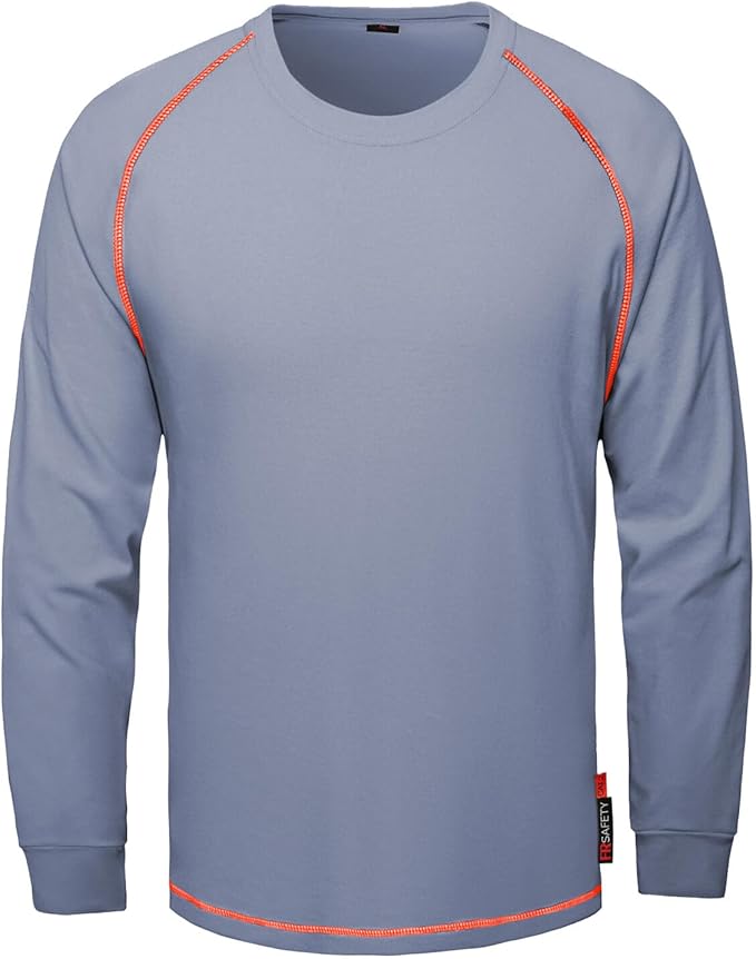 SKSAFETY FR Shirts for Men Long Sleeve, Welding Shirt 6oz Lightweight High Vis Fire Resistant Flame Retardant Shirt CAT2