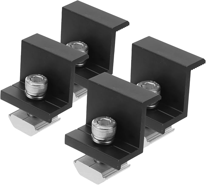 GALPADA 4pcs Solar Panel Brackets Aluminum Alloy Photovoltaic Bracket Pressing Block Easy Install Solar Mounting Kit for Ground Roof