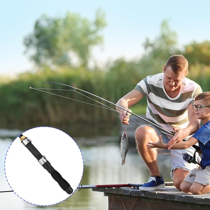 Fishing Rod, Universal Mini Small Sea Pole Portable Short Pole Ice Fishing Rod Mini Pocket Sea Fishing Tools for Ice Fly Fishing Sea Saltwater Kit Gift for Festivals