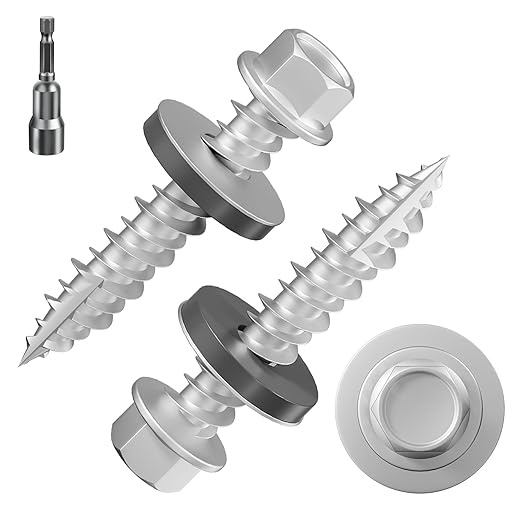 # 3/16 * 1 "98PCS 1lbs Gray hex Metal Sheet roof Screws with Anti Rust Coating, # 10 * 1, with EPDM Washer and hex self Tapping, Used for Metal to Wood and Corrugated Roofs. 5 * 25mm
