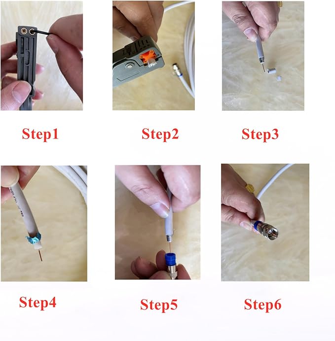 Coax Cable Crimper Tool Kit, rg6 rg59 Coaxial Compression Tool, Wire Stripper, 10pcs RG6 F Connectors