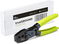 TRUE CABLE External Ground Crimping Tool for Shielded RJ45 Connectors, Dual Crimp Cavities, Carbon Steel, Non-Slip Ergonomic Handle, Terminal Crimper with Latch Mechanism