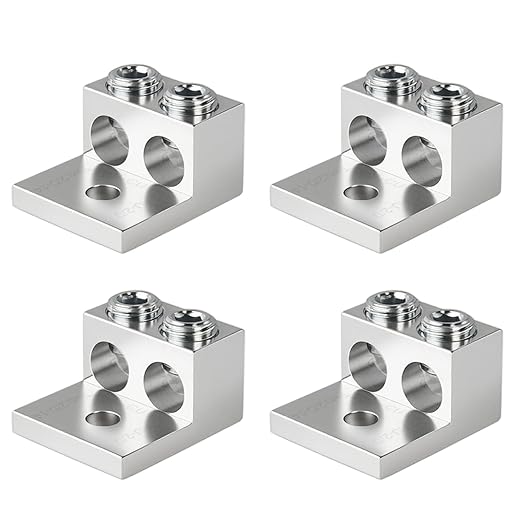 4 Pieces Dual Aluminum Ground Lug - Dual Rated Double Wire Barrel Aluminum Mechanical Lug (2/0) for Electrical Panels Solar Systems Circuit Breakers