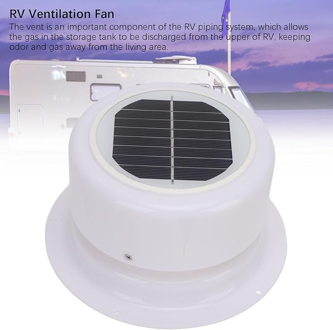 RV Solar Ventilation Fan,RV Solar Ceiling Vent Fan Comppact and Lightweight with ABS Material Strong Practicability, for RV Marine Shed Trailer