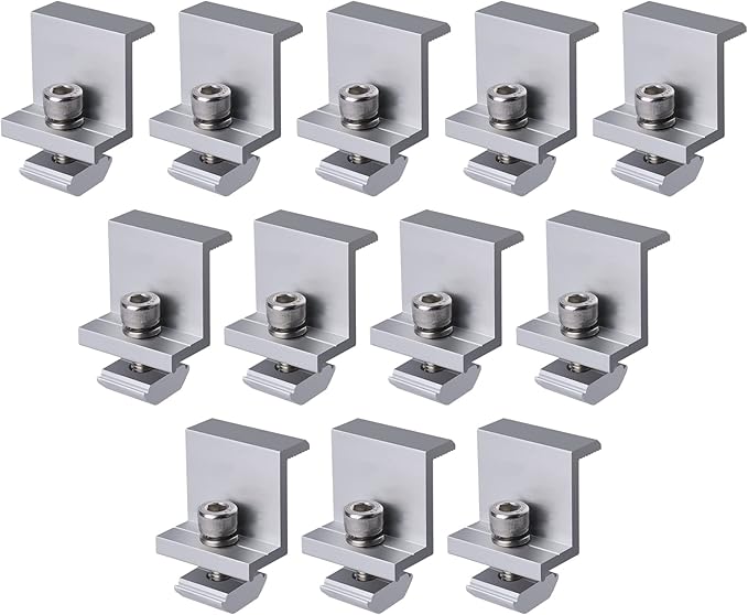 12pcs Solar Panel Bracket, Aluminum Solar End Clamp PV Mounting Bracket Solar Panel Z Clips for Mounting Solar Panels (30mm)