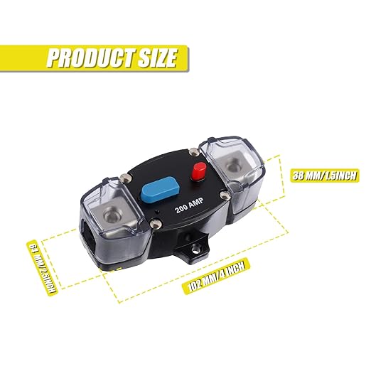 200A 12-48 Volt DC Self Recovery Circuit Breaker with Manual Reset Button for Automotive Rv Marine Boat (200Amp)