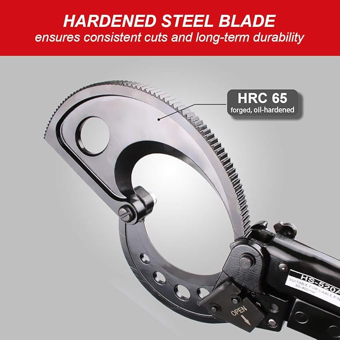 Ratchet Cable Cutter, Heavy Duty Wire Cutter for Aluminum Copper Cable up to 400mm², Ratcheting Wire Cutting Hand Tool