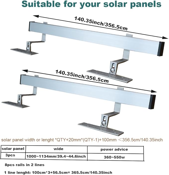 Solar Panel Mounting Bracket Kit to Metal Roof Sloped or Flat Pitched Tile Shingle Roofs for 1-4pcs Solar Panels