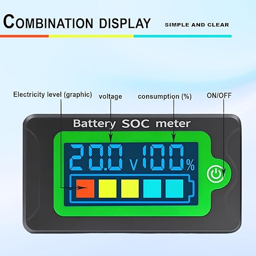 Battery Capacity Indicator 12V 24V 48V 60V 72V Golf Cart Battery Meter Digital Voltage Monitor Gauge, LCD Display Voltmeter Tester for Lithium Batteries&Lead-Acid Batteries