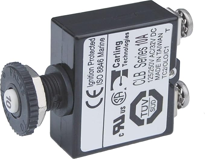 Blue Sea Systems Push Button Reset-Only CLB Circuit Breakers with Screw Terminals