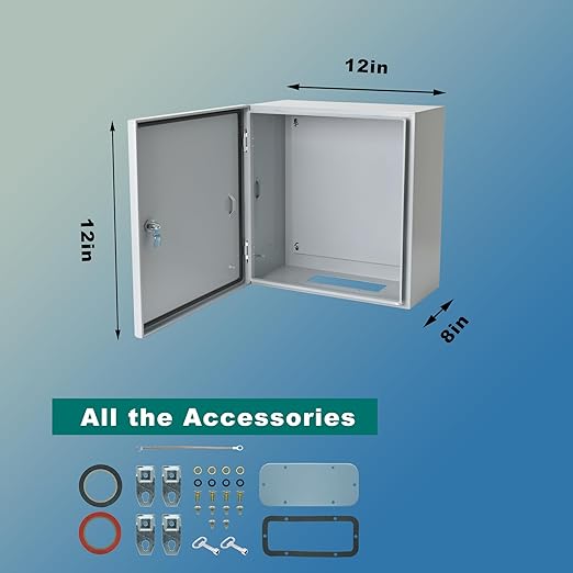 Generic Waterproof Electrical Enclosure 12 x 12 x 8'', Outdoor Electrical Box Weatherproof, Electrical Junction Box with Reinforced Lock, Gray, JYX303020