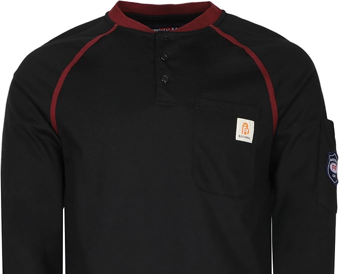 BOCOMAL FR Shirts 5.5oz Light Weight Henley and Short Sleeve Flame Resistant/Fire Retardant Clothing Shirt